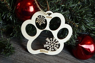 Personalized Paw Print Pet Ornament for Dog Lovers